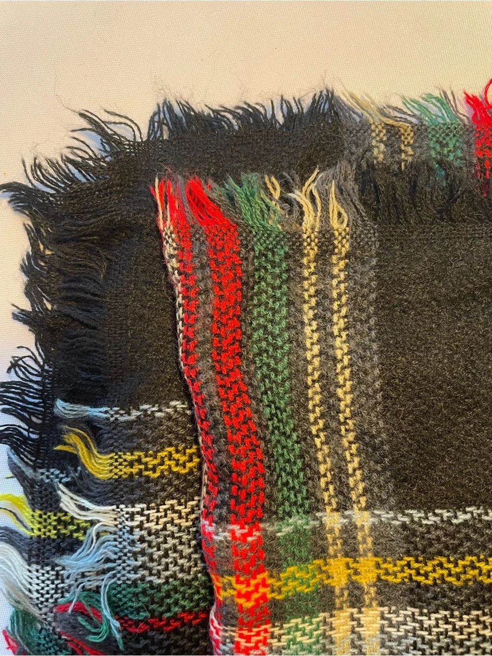 🔥 Shawl Black Tartan Plaid Blanket Scarf Oversized 50x50